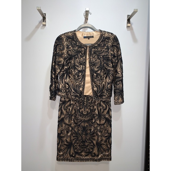 Sue Wong Cap Sleeve Scoop Neck Lace Dress & Jacket - Picture 6 of 8